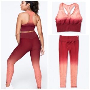 Victoria's Secret PINK Seamless Sport bra set legging red orange ombre